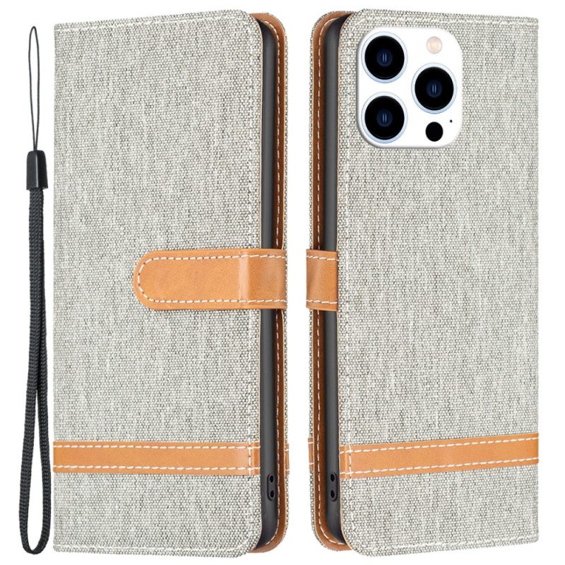 Leren Hoesje iPhone 16 Pro Bandstof Bescherming Hoesje