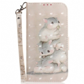 Leren Hoesje iPhone 16 Pro Hamsters Met Riem