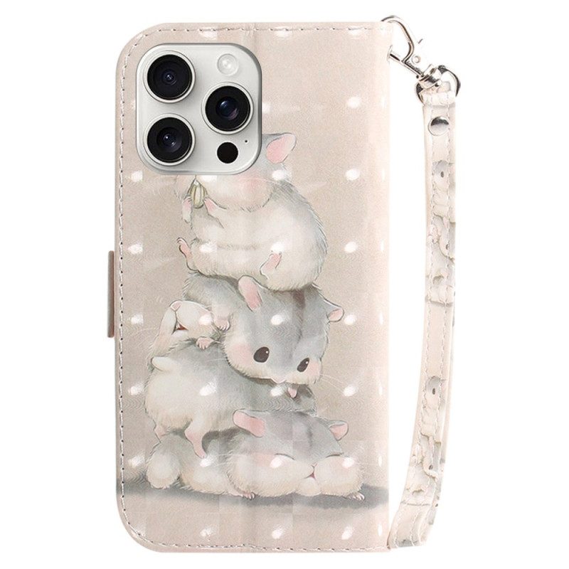 Leren Hoesje iPhone 16 Pro Hamsters Met Riem