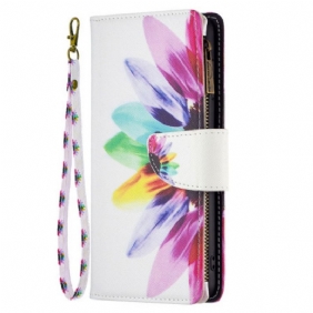 Leren Hoesje iPhone 16 Pro Portemonnee Met Aquarelbloemen Bescherming Hoesje