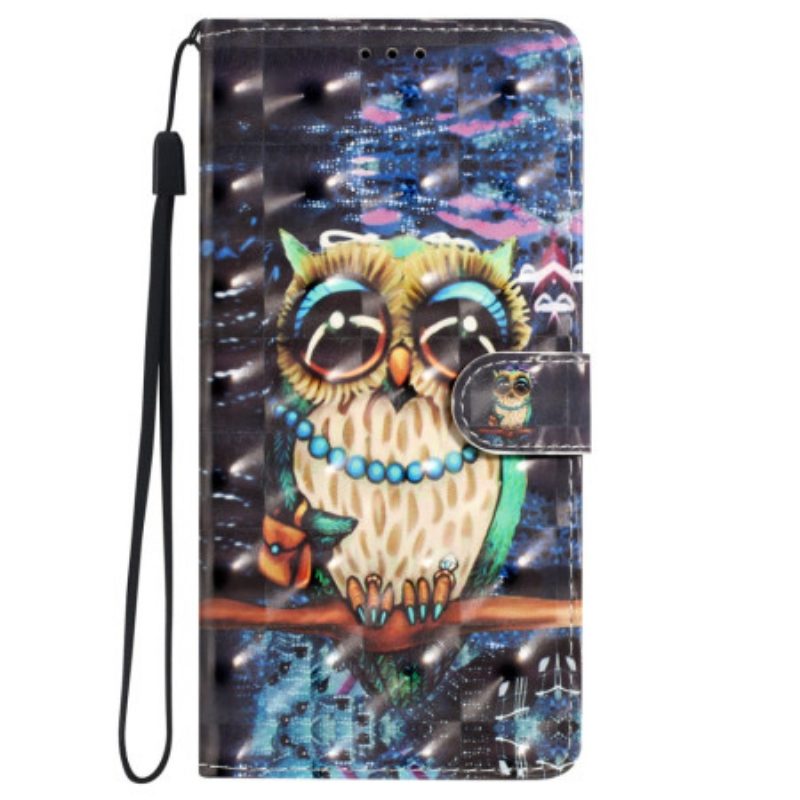 Leren Hoesje iPhone 16 Pro String Uil Bescherming Hoesje