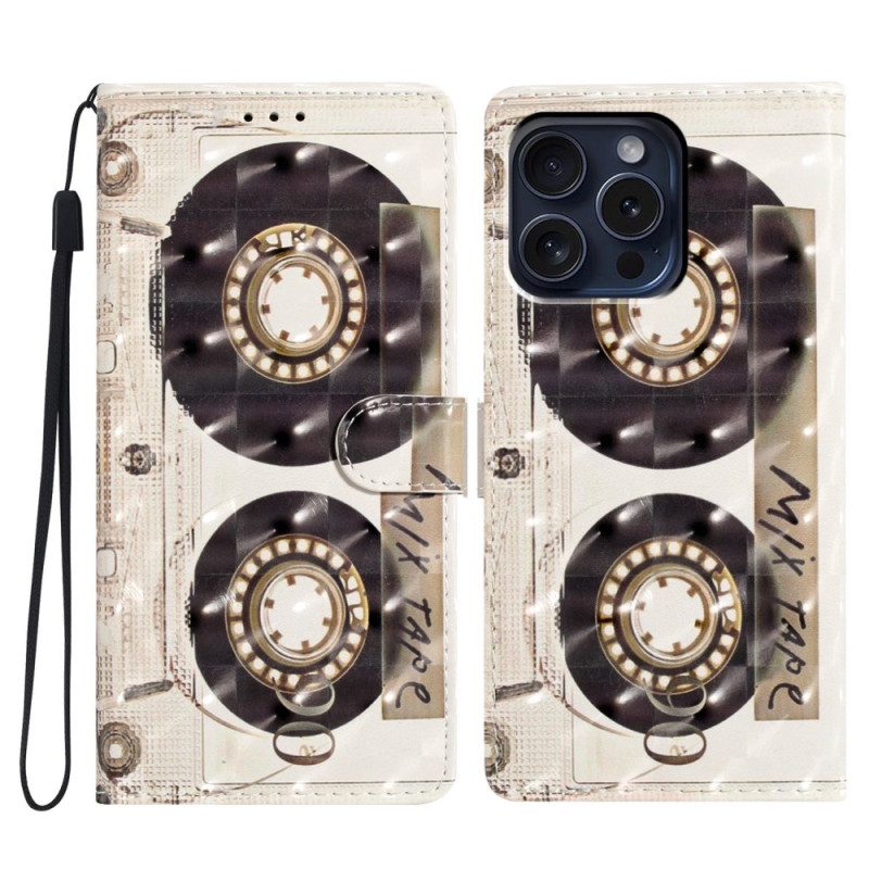 Leren Hoesje Voor iPhone 16 Pro Lanyardcassette