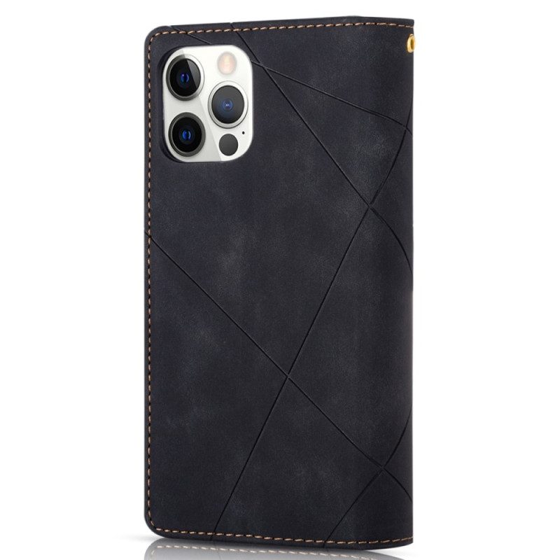 Leren Hoesje Voor iPhone 16 Pro Portemonnee Geometrisch Patroon