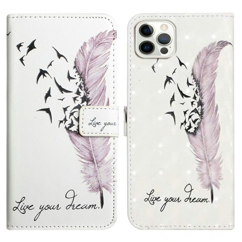 Leren Hoesje Voor iPhone 16 Pro Vintage Veer