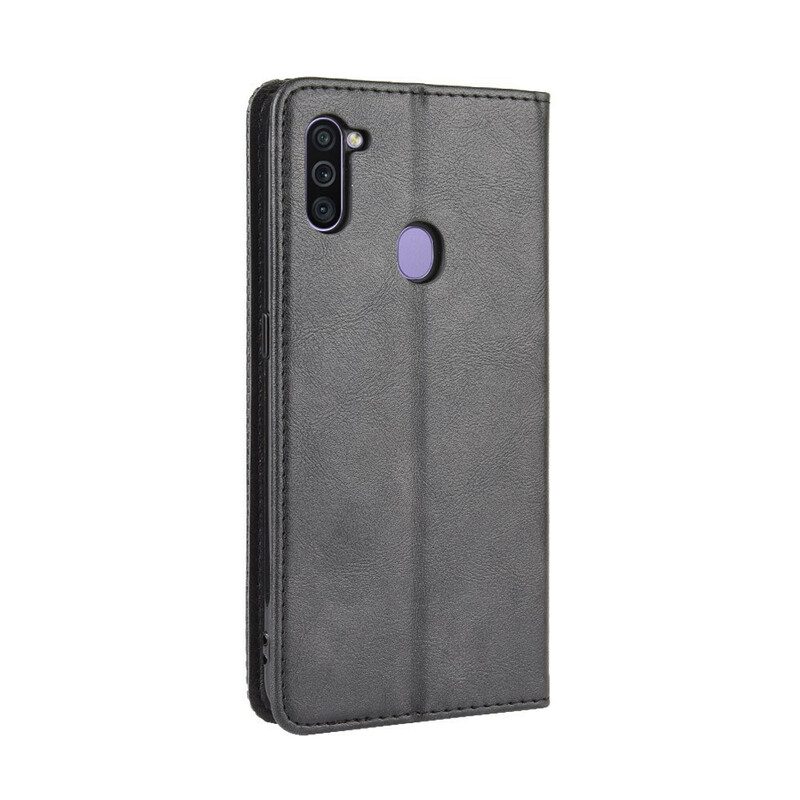 Bescherming Hoesje voor Samsung Galaxy M11 Folio-hoesje Gestileerd Vintage Leereffect