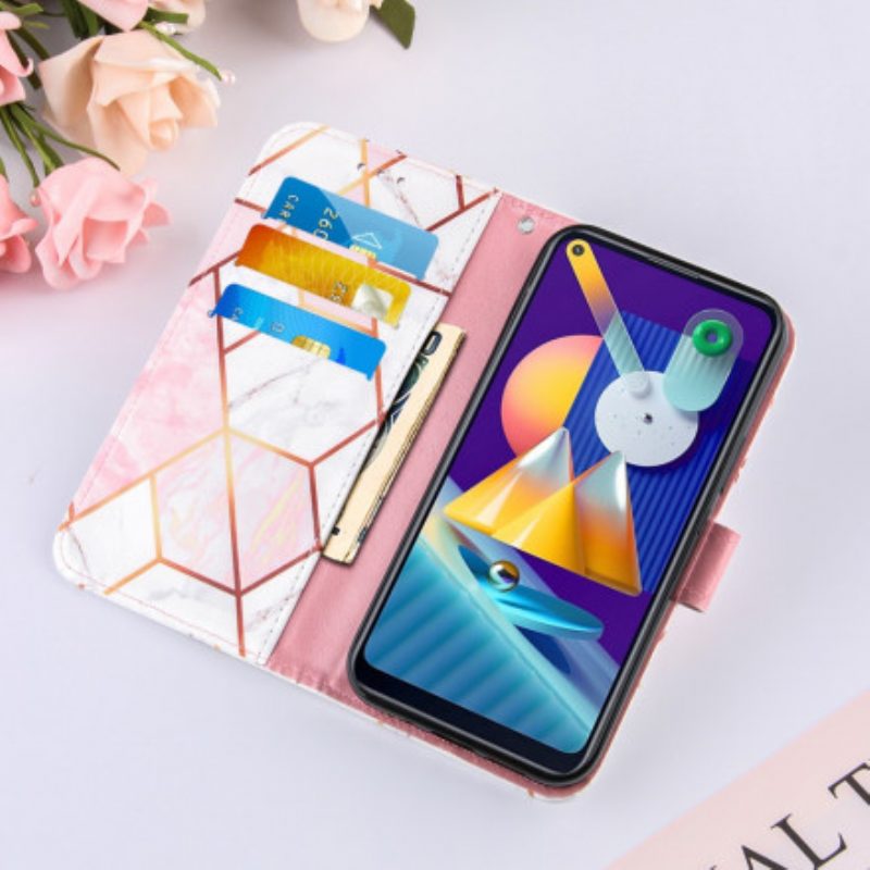 Folio-hoesje voor Samsung Galaxy M11 Geometrisch Marmer