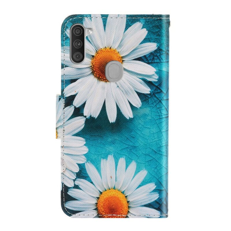 Folio-hoesje voor Samsung Galaxy M11 Met Ketting String Madeliefjes