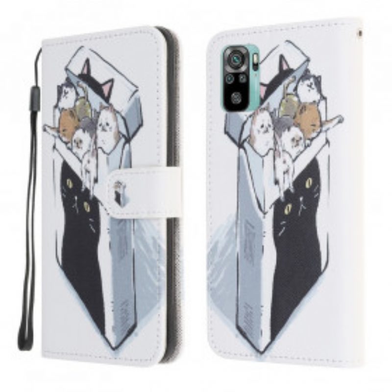 Folio-hoesje voor Poco M5s Met Ketting Levering Katten Met Strings