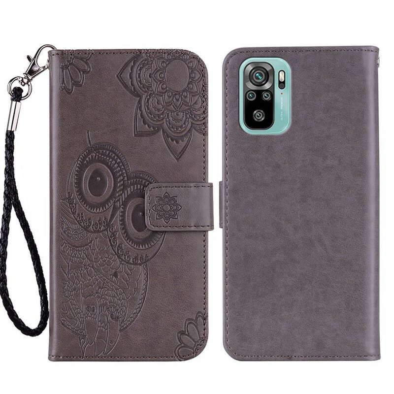 Folio-hoesje voor Poco M5s Uil Mandala En Lanyard