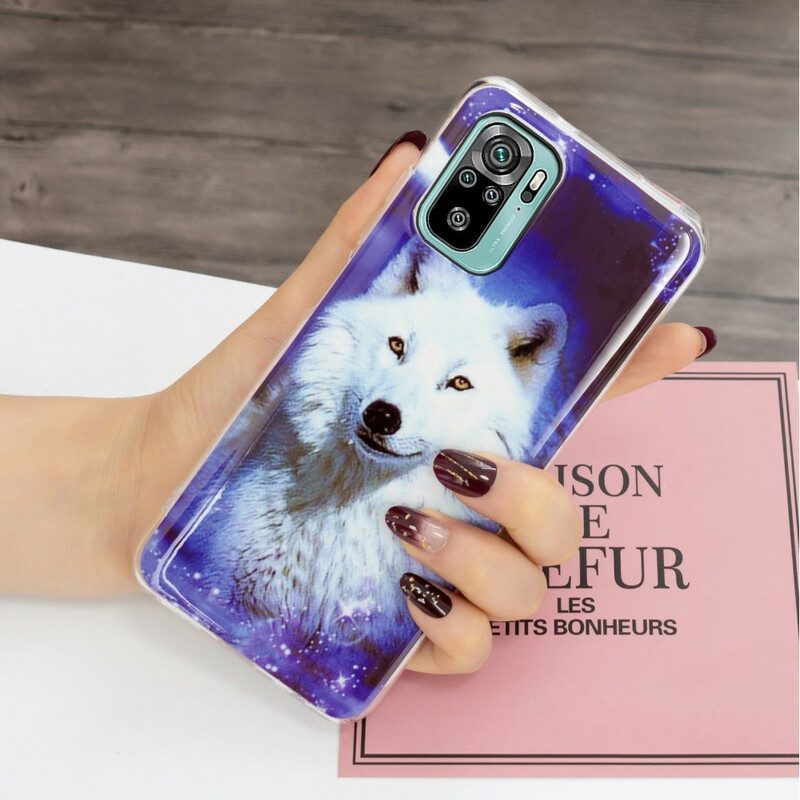 Hoesje voor Poco M5s Fluorescerende Wolf-serie