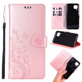 Flip Case voor Huawei P40 Lite Vlinders En Bloemen