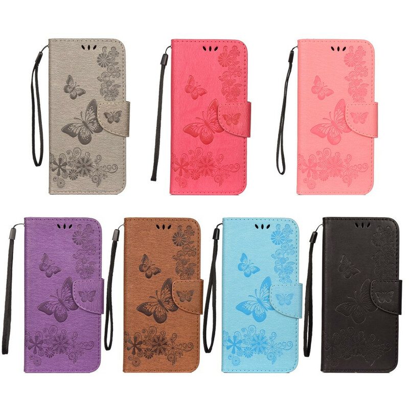 Folio-hoesje voor Huawei P40 Lite Alleen Vlinders Met Lanyard