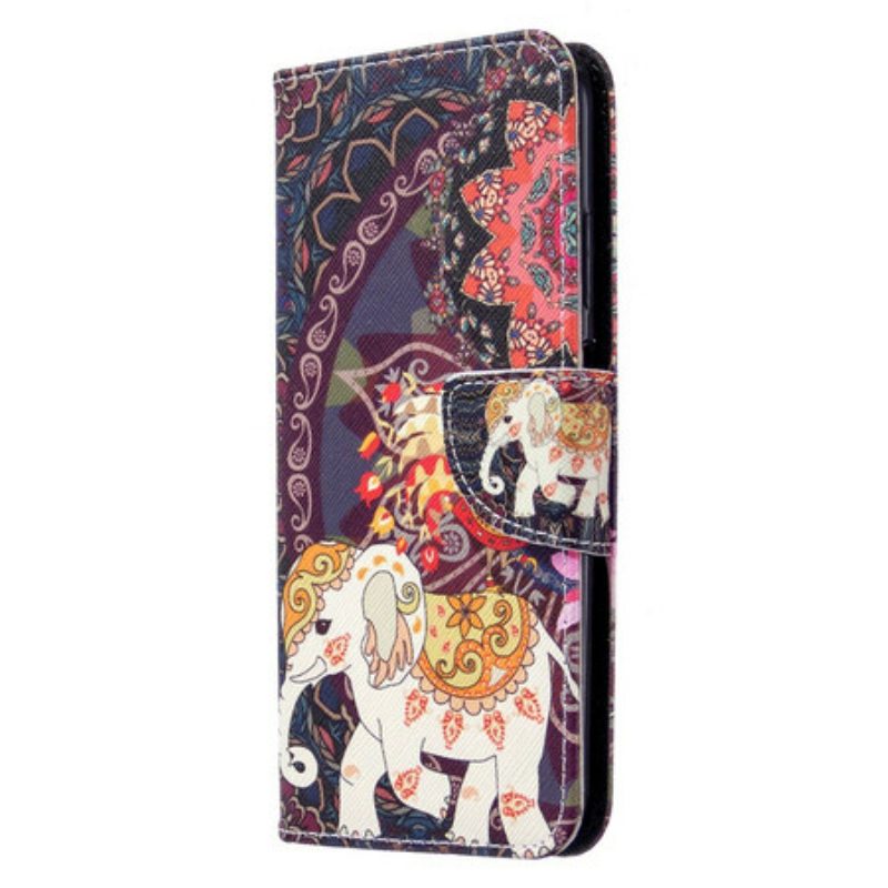 Folio-hoesje voor Huawei P40 Lite Etnische Olifanten Mandala