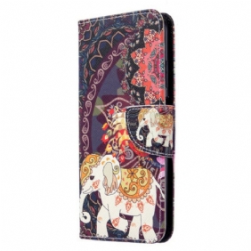 Folio-hoesje voor Huawei P40 Lite Etnische Olifanten Mandala