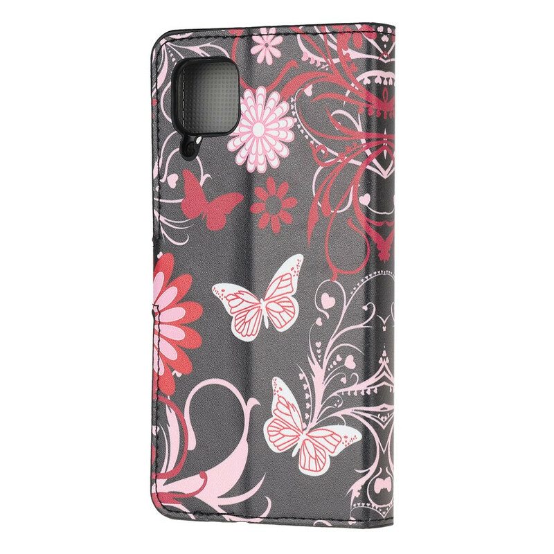 Folio-hoesje voor Huawei P40 Lite Vlinders En Bloemen