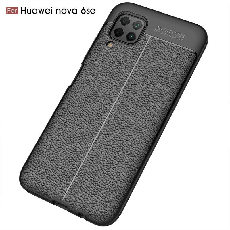 Hoesje voor Huawei P40 Lite Dubbellijnig Litchi-leereffect