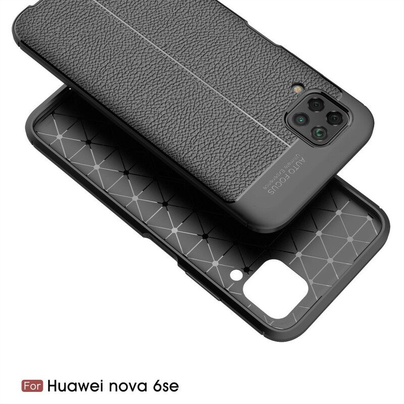 Hoesje voor Huawei P40 Lite Dubbellijnig Litchi-leereffect