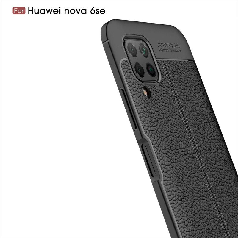 Hoesje voor Huawei P40 Lite Dubbellijnig Litchi-leereffect