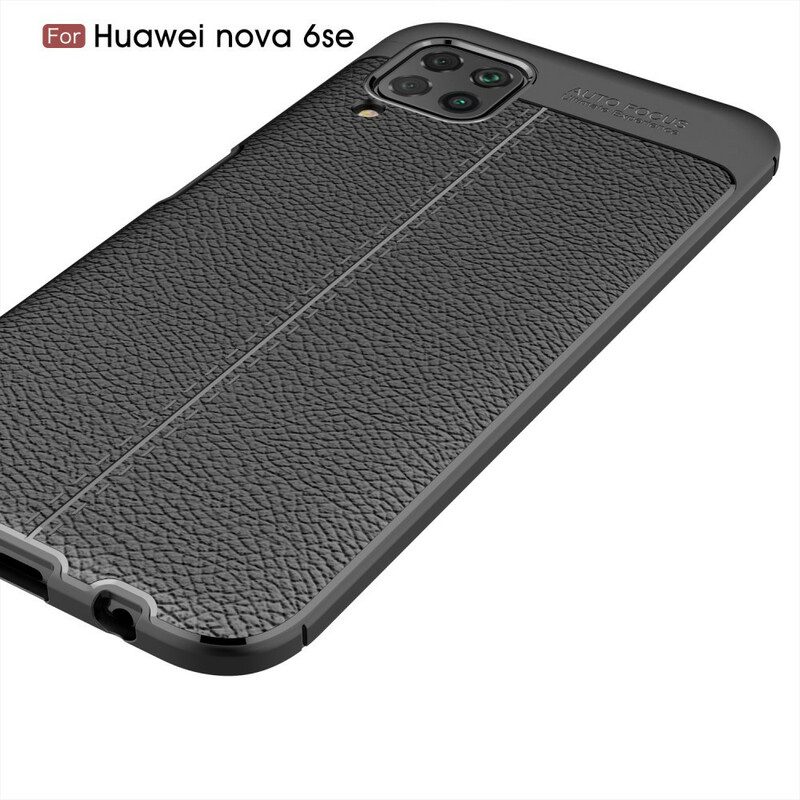 Hoesje voor Huawei P40 Lite Dubbellijnig Litchi-leereffect