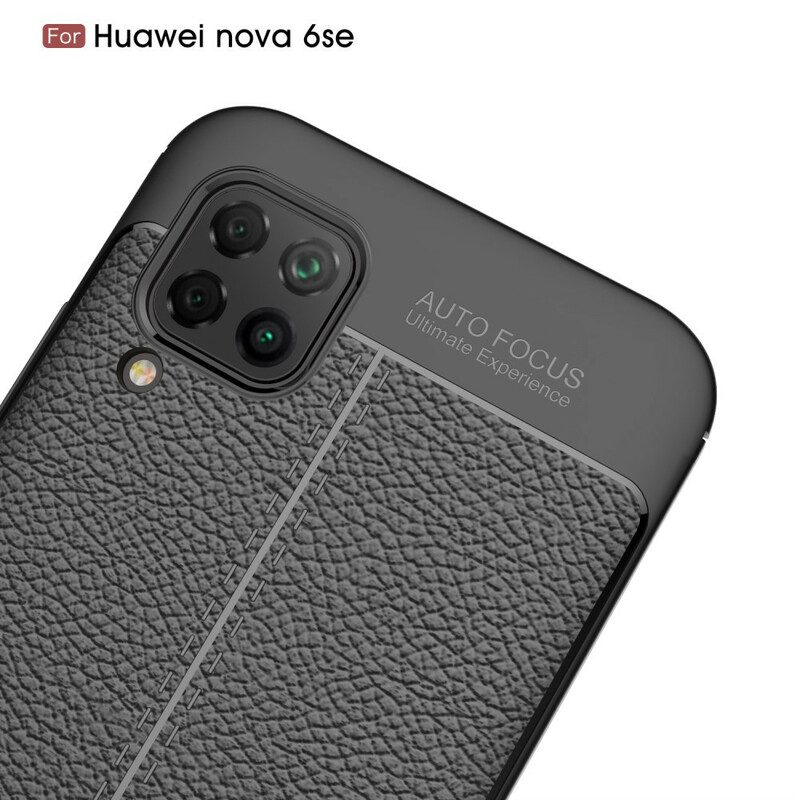 Hoesje voor Huawei P40 Lite Dubbellijnig Litchi-leereffect