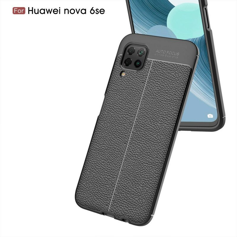 Hoesje voor Huawei P40 Lite Dubbellijnig Litchi-leereffect