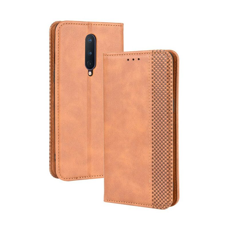 Bescherming Hoesje voor OnePlus 8 Folio-hoesje Gestileerd Vintage Leereffect