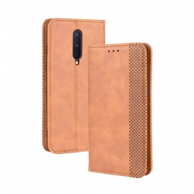 Bescherming Hoesje voor OnePlus 8 Folio-hoesje Gestileerd Vintage Leereffect