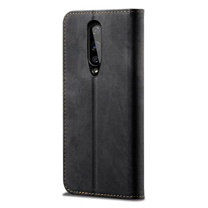 Bescherming Hoesje voor OnePlus 8 Folio-hoesje De Textuur Van Jeans Van Het Leer Van Het Imitatieleer