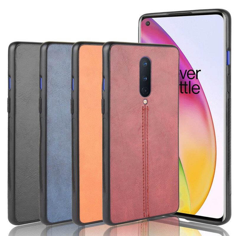 Hoesje voor OnePlus 8 Couture-leereffect