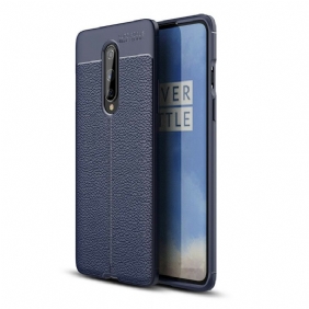 Hoesje voor OnePlus 8 Dubbellijnig Litchi-leereffect