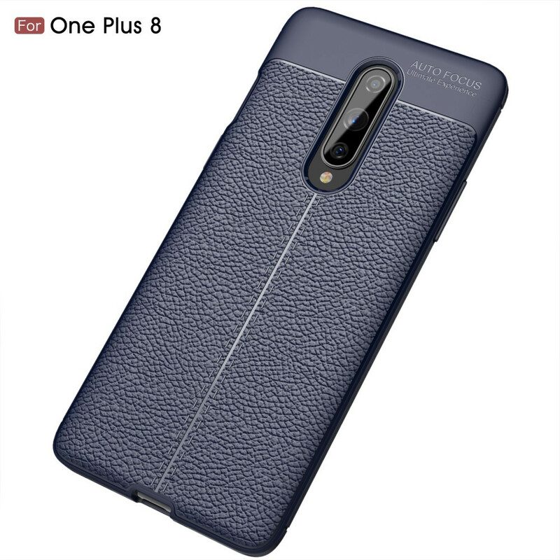 Hoesje voor OnePlus 8 Dubbellijnig Litchi-leereffect