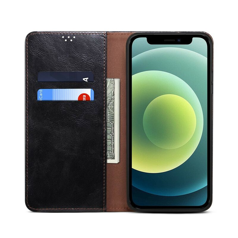 Bescherming Hoesje voor iPhone 13 Pro Folio-hoesje Gewaxt Kunstleer