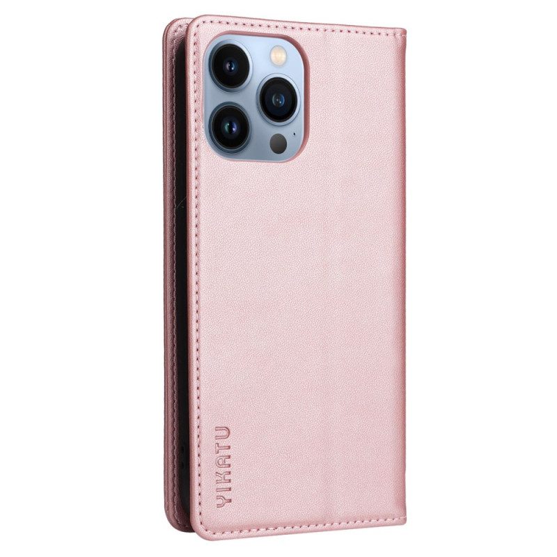 Bescherming Hoesje voor iPhone 13 Pro Folio-hoesje Klinknagel In Leerstijl Yikatu