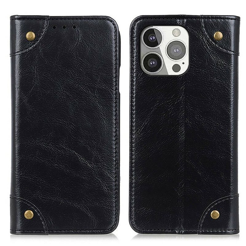 Bescherming Hoesje voor iPhone 13 Pro Folio-hoesje Vintage Klinknagels