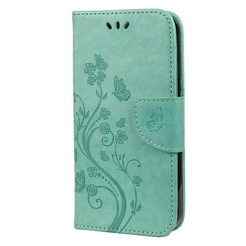 Flip Case voor iPhone 13 Pro Met Ketting Strakke Bloemen