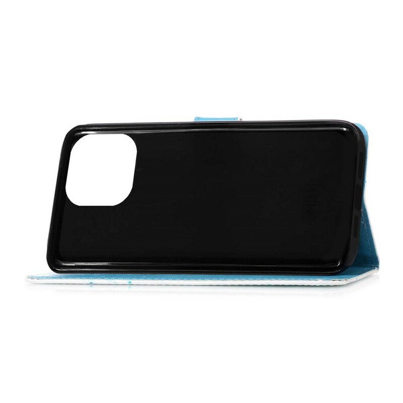 Flip Case voor iPhone 13 Pro Met Ketting Vlinderriem Van De Eiffeltoren