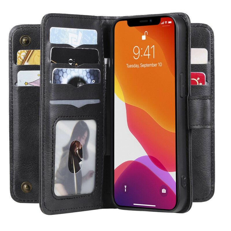 Flip Case voor iPhone 13 Pro Multifunctionele Kaarthouder Voor 10 Kaarten