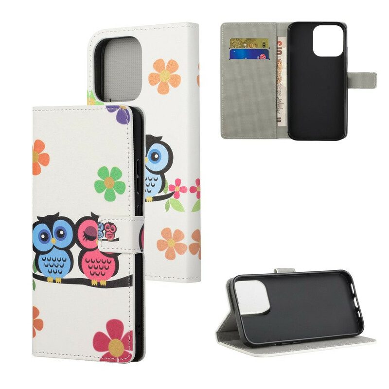 Flip Case voor iPhone 13 Pro Paar Uilen