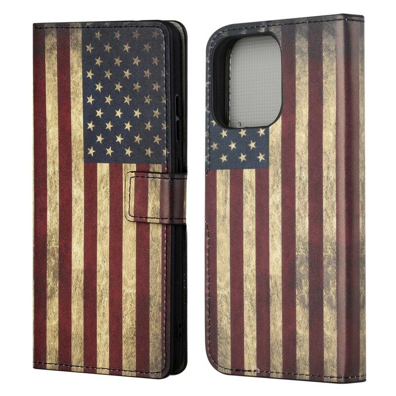 Folio-hoesje voor iPhone 13 Pro Amerikaanse Vlag