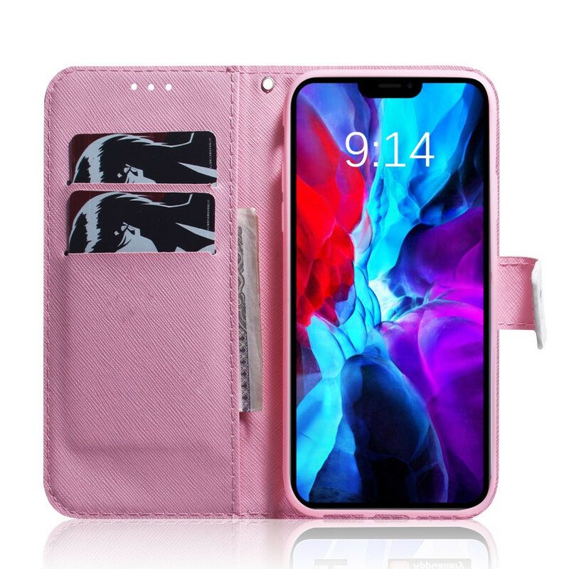 Folio-hoesje voor iPhone 13 Pro Bloem Stoffig Roze