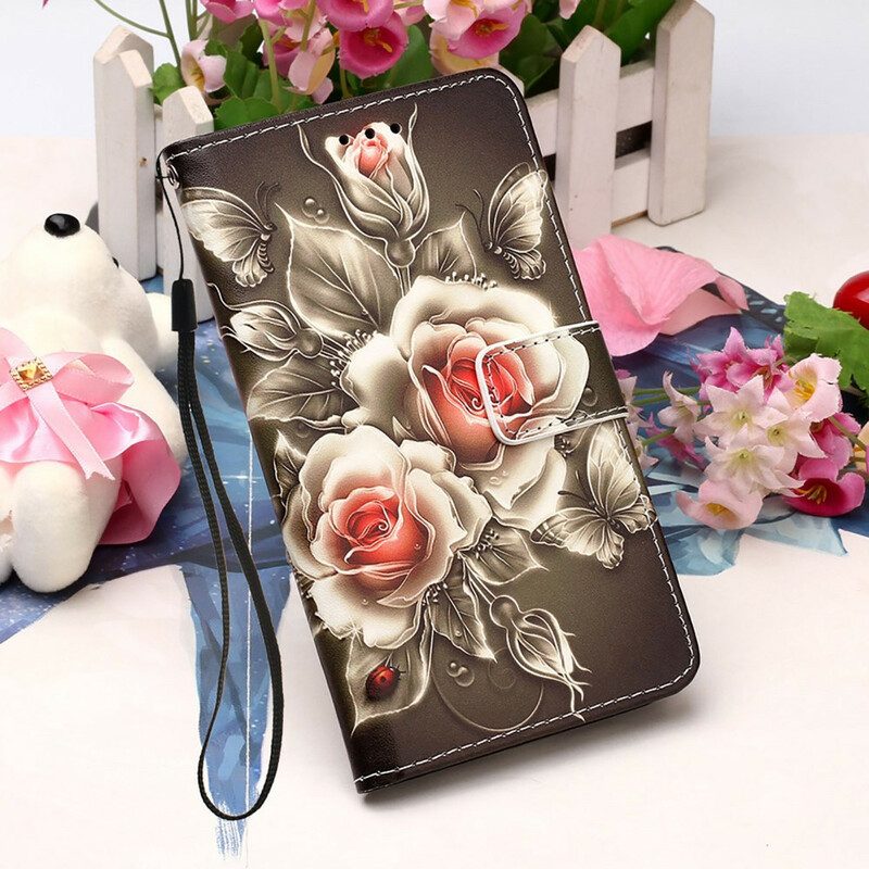 Folio-hoesje voor iPhone 13 Pro Gouden Rozen