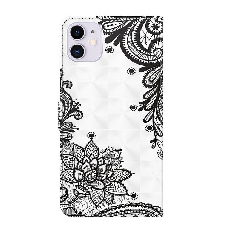 Folio-hoesje voor iPhone 13 Pro Kant Bloemen