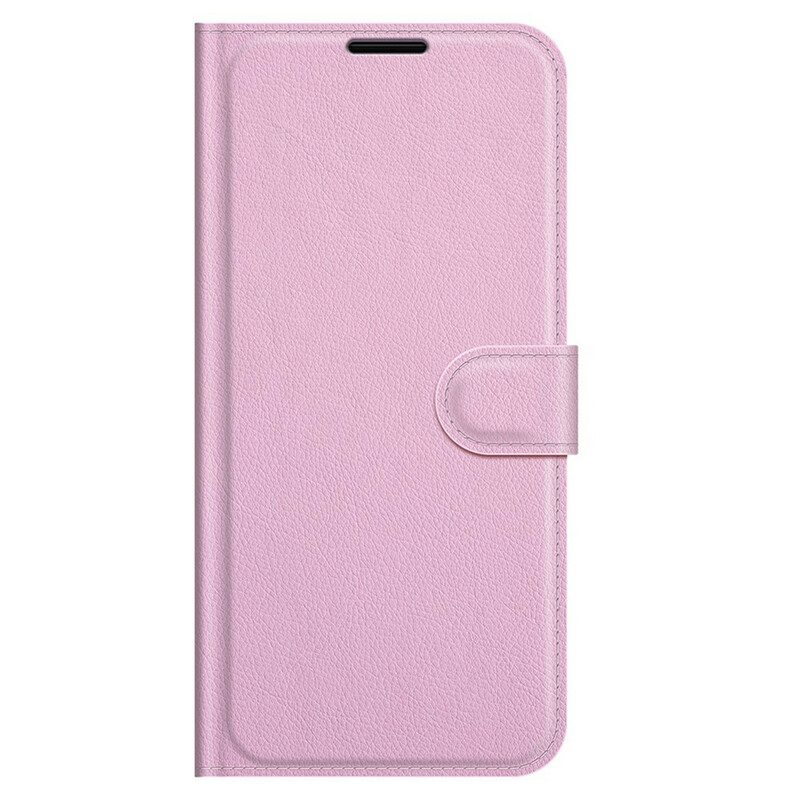 Folio-hoesje voor iPhone 13 Pro Klassiek Litchi-leereffect