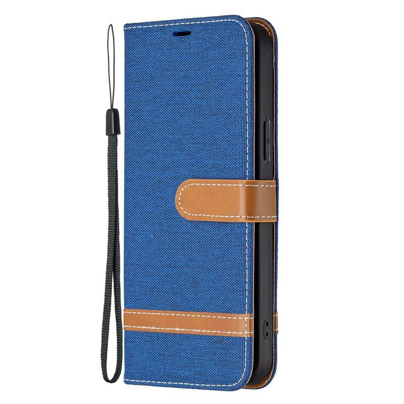 Folio-hoesje voor iPhone 13 Pro Met Ketting Band Van Stof En Leereffect