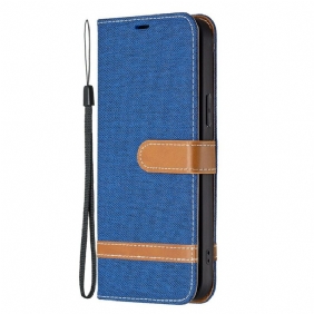 Folio-hoesje voor iPhone 13 Pro Met Ketting Band Van Stof En Leereffect