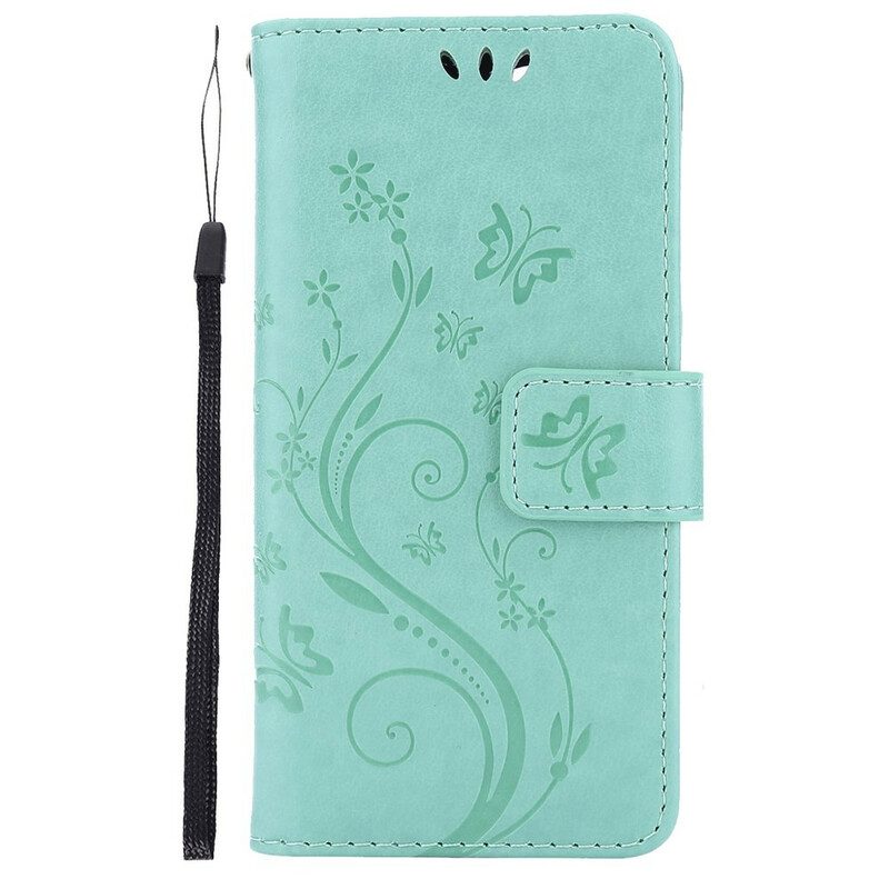 Folio-hoesje voor iPhone 13 Pro Met Ketting Strappy Grafische Bloemen