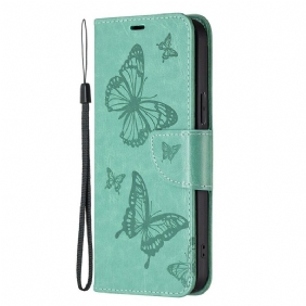 Folio-hoesje voor iPhone 13 Pro Met Ketting Vlinders Bedrukte Strappy