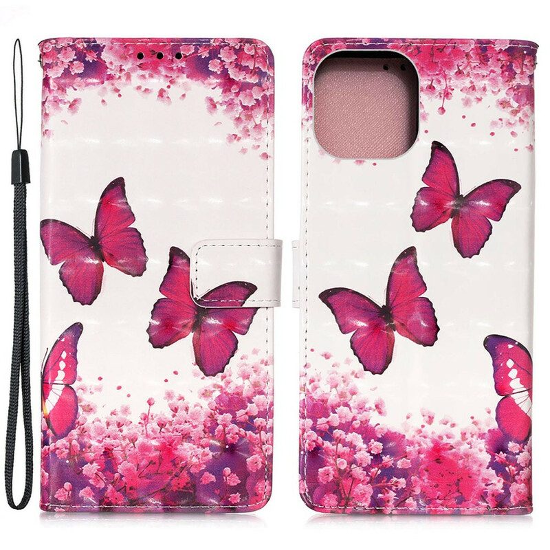 Folio-hoesje voor iPhone 13 Pro Rode Vlinders