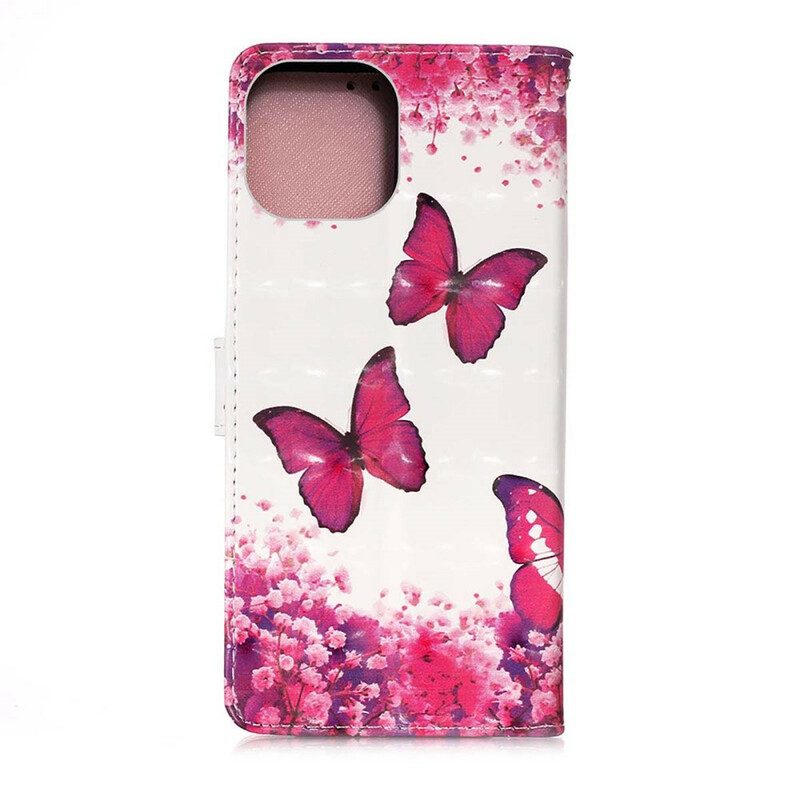 Folio-hoesje voor iPhone 13 Pro Rode Vlinders