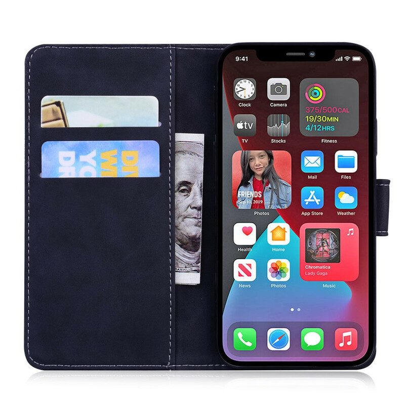 Folio-hoesje voor iPhone 13 Pro Stijl Lederen Couture